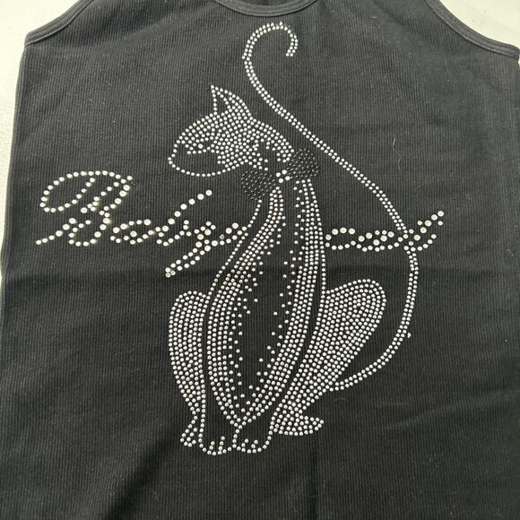 F and G Tank Top Womens OS Black Baby Cat Rhineston Grunge Festival Y2K - Picture 8 of 8